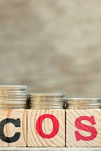 Cost written on wooden blocks